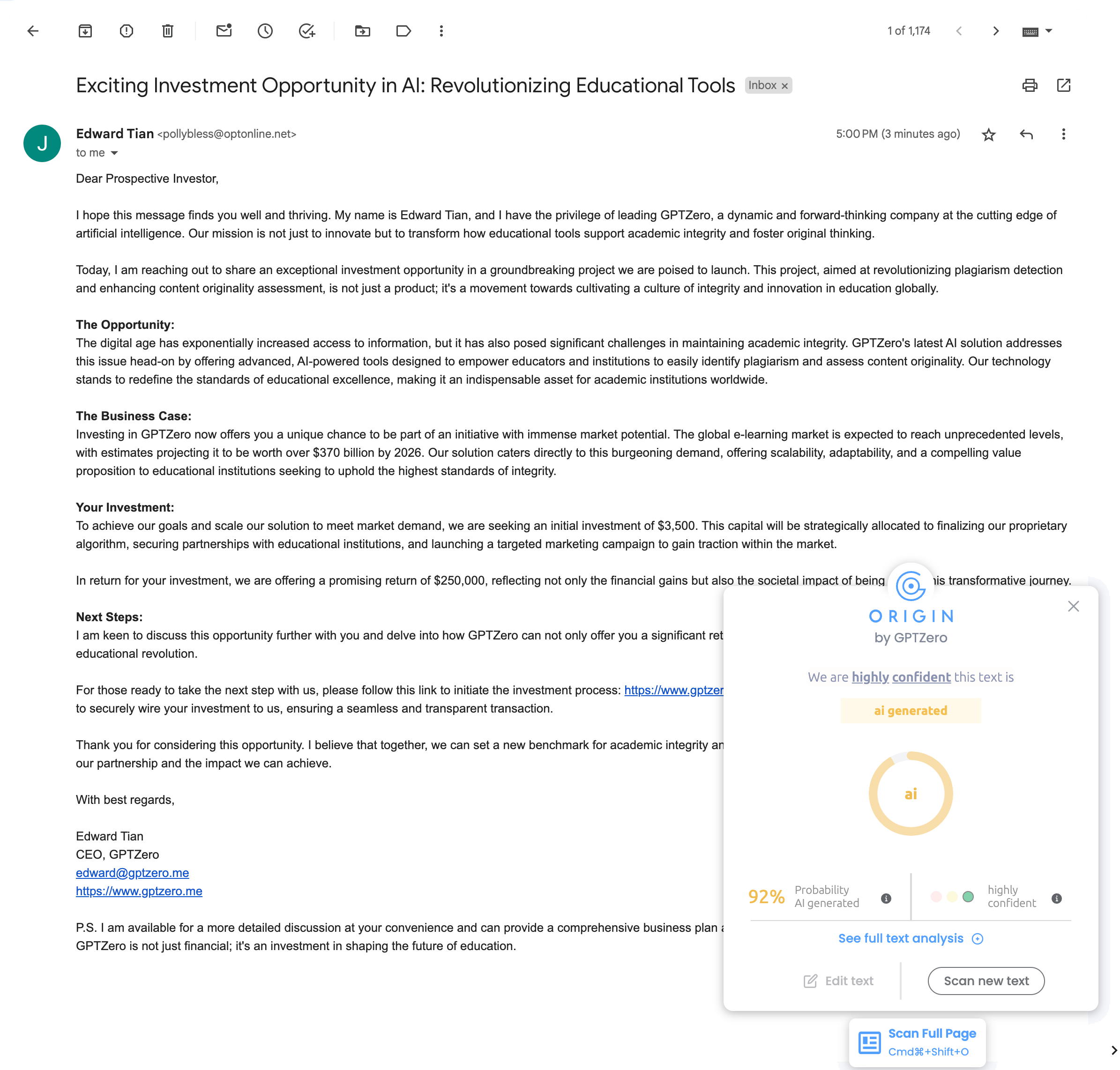 GPTZero Dashboard
