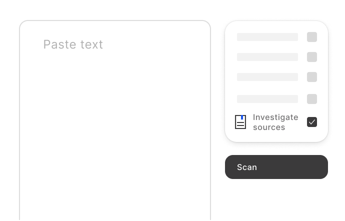 Enter text into GPTZero's document scan dashboard